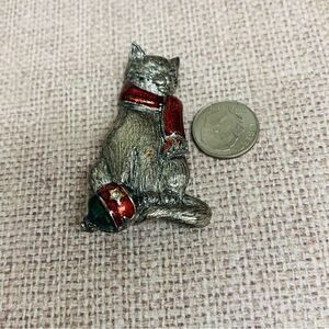 DIA Silver Painted Cat Brooch